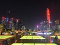 Evening cityscape with skyscrapers at Futian Central Business District in Shenzhen, China. Royalty Free Stock Photo