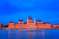 Evening cityscape - view of the Hungarian Parliament Building in the historical center of Budapest Royalty Free Stock Photo