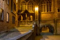 Evening cityscape - view of The Vleeshuis Butchers Hall, or literally Meat House and sculptural group referring to the theme of