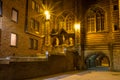 Evening cityscape - view of The Vleeshuis Butchers Hall, or literally Meat House and sculptural group referring to the theme of