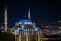 Evening cityscape with Yeni Cami or New Mosque after sunset in Istanbul Turkey Royalty Free Stock Photo