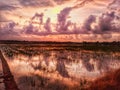 evening cloud reflection in agricultural area