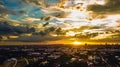 Evening cloudscape in city, Colorful sunset Royalty Free Stock Photo