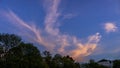 Evening cloudscape with pink tint and trees