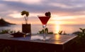 Evening cocktail on warm beach