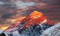 Evening colored view of Mount Everest from Gokyo Ri