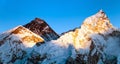 Evening colored view of Mount Everest from Kala Patthar Royalty Free Stock Photo