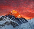 Evening colored view of Mount Everest from Kala Patthar Royalty Free Stock Photo