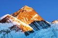 Evening colored view of Mount Everest from Kala Patthar Royalty Free Stock Photo