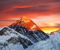 Evening colored view of Mount Everest from Kala Patthar Royalty Free Stock Photo