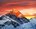 Evening colored view of Mount Everest from Kala Patthar Royalty Free Stock Photo