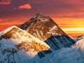 Evening colored view of Mount Everest from Kala Patthar Royalty Free Stock Photo