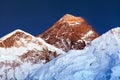 Evening colored view of Mount Everest from Kala Patthar Royalty Free Stock Photo