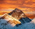 Evening colored view of Mount Everest from Kala Patthar Royalty Free Stock Photo