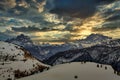 The evening comes over the Dolomites Royalty Free Stock Photo