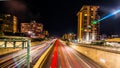 Evening commute on H1 Freeway at night in honolulu hawaii Royalty Free Stock Photo