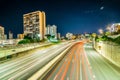 Evening commute on H1 Freeway at night in honolulu hawaii Royalty Free Stock Photo