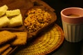 Evening cup of tea with cookies and namkeen yummy snacky time Royalty Free Stock Photo