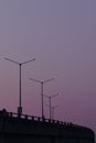 Evening / dawn view of a flyover with road light towers in Jammu and Kashmir India Royalty Free Stock Photo