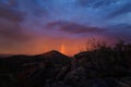 Evening Desert Landscape with double rainbow.