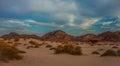 Evening desert sand mountain tumbleweed scenery landscape view Western USA Royalty Free Stock Photo