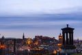 Evening Edinburgh view from Calton hill with it`s old town and the medieval Castle, Scotland Royalty Free Stock Photo