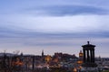 Evening Edinburgh view from Calton hill with it`s old town and the medieval Castle, Scotland Royalty Free Stock Photo