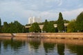 Evening embankment of the river Pregel Royalty Free Stock Photo