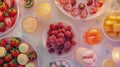The evening ends with a delectable dessert spread featuring treats made with sparkling water like fruity gelatin bites