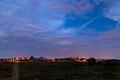 Evening in the vineyard of Rosazzo during a moon eclipse Royalty Free Stock Photo