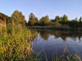 Evening fishing, morning fishing on the pond