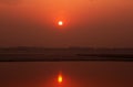 Evening Ganges during dry season. Sunset