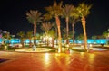 The evening garden of Fantasia Palace, Sharm El Sheikh, Egypt Royalty Free Stock Photo