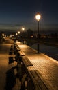 Evening Giethoorn with Lanterns and Benches Royalty Free Stock Photo