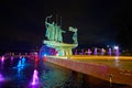 The evening illumination of the City Founders Monument, Kyiv, Ukraine