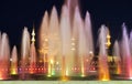 The evening illumination of fountain and Blue mosque with mahya lights during Ramadan, Istanbul