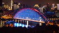 Evening illumination of the Qingchuan Bridge over the Hanjiang River, Wuhan