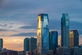 Evening image of the skyline of Jersey City in the state of New Jersey