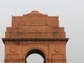 Evening image of upper part Arch of India Gate at New Delhi unidentified tourists 19 November 2017 New Delhi India