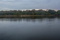 Evening landscape of the large navigable river Oka