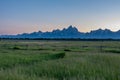 Evening landscape of rocky mountains of Grand Teton National Park Wyoming USA