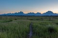 Evening landscape of rocky mountains of Grand Teton National Park Wyoming USA Royalty Free Stock Photo