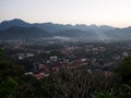 Evening landscape scene view from PHU SI temple over LUANG PRABANG province in LAOS Royalty Free Stock Photo