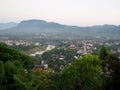 Evening landscape scene view from PHU SI temple over LUANG PRABANG province in LAOS Royalty Free Stock Photo