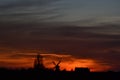 Evening Landscape with windmill and railroad Netherlands Royalty Free Stock Photo