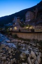 Evening at Les Bons and Valira del Orient river Royalty Free Stock Photo