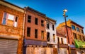 Evening light on abandoned buildings at Old Town Mall, Baltimore Royalty Free Stock Photo
