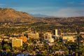 Evening light on on distant mountains and the city of Riverside Royalty Free Stock Photo