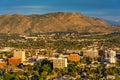 Evening light on on distant mountains and the city of Riverside Royalty Free Stock Photo
