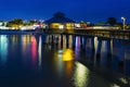 Evening light on the fishing pier in Fort Myers Beach. Royalty Free Stock Photo